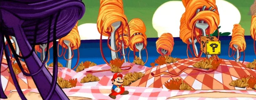 En familie lager spill basert på Super Mario Bros. Super Show
